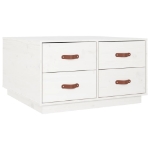 Tavolino da Salotto Bianco 80x80x45 cm Legno Massello di Pino