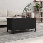 Tavolino da Salotto Nero 90x44,5x45 cm in Legno Multistrato