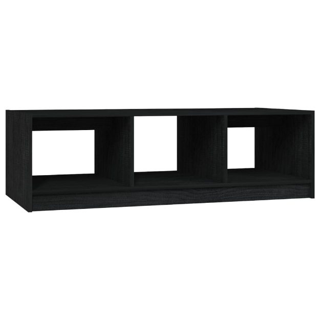 Tavolino da Salotto Nero 110x50x34 cm Legno Massello di Pino