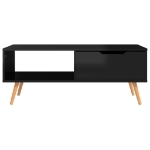 Tavolino Salotto Nero Lucido 100x49,5x43 cm Legno Multistrato