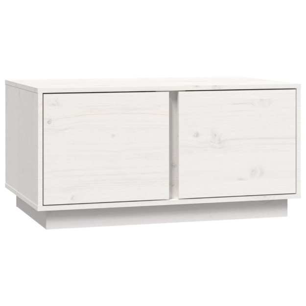 Tavolino da Salotto Bianco 80x50x40 cm Legno Massello di Pino