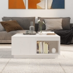 Tavolino da Salotto Bianco 80x81x36,5 cm Legno Massello di Pino