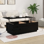 Tavolino da Salotto Nero 100x50x35 cm Legno Massello di Pino