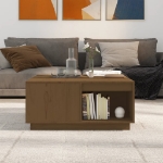 Tavolino da Salotto ambra 80x81x36,5 cm Legno Massello di Pino