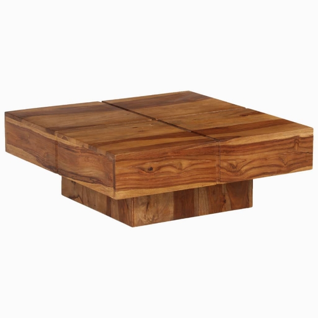 Tavolino da Salotto 80x80x30 cm in Legno Massello di Acacia