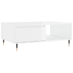 Tavolino Salotto Bianco Lucido 90x60x35 cm in Legno Multistrato