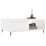 Tavolino Salotto Bianco Lucido 90x60x35 cm in Legno Multistrato