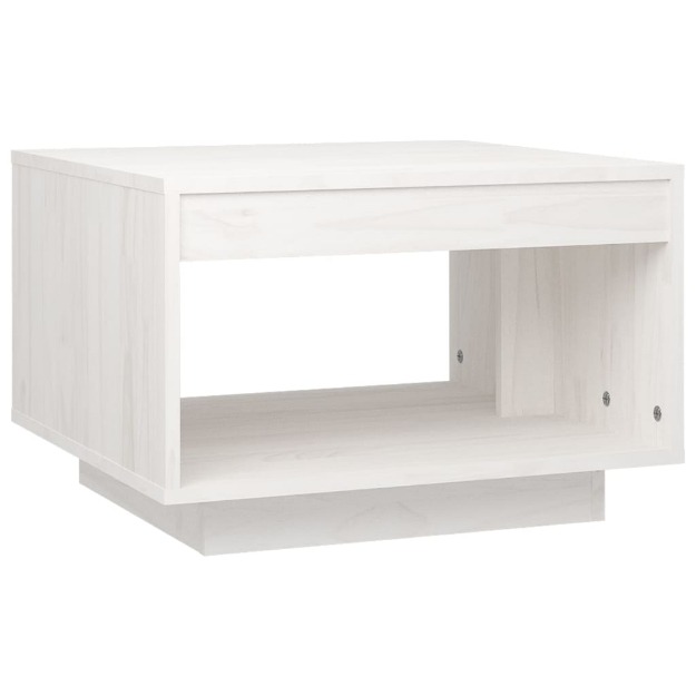 Tavolino da Salotto Bianco 50x50x33,5 cm Legno Massello di Pino