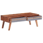 Tavolino da Salotto Grigio 110x50x40 cm Legno Massello