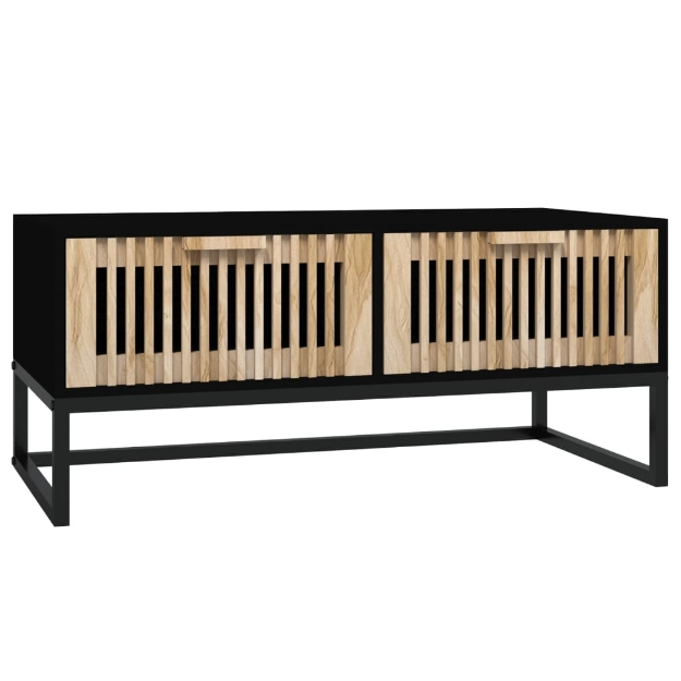 Tavolino da Salotto Nero 80x40x35 cm Legno Multistrato e Ferro