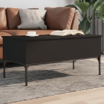 Tavolino Salotto Nero 100x50x45 cm Legno Multistrato e Metallo