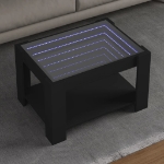 Tavolino Salotto con LED Nero 73x53x45 cm Legno Multistrato