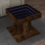 Tavolino Salotto con LED Rovere Fumo 50x50x45 cm Multistrato