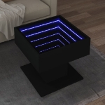 Tavolino Salotto con LED Nero 50x50x45 cm Legno Multistrato