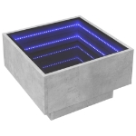 Tavolino Salotto con LED Grigio Cemento 50x50x30 cm Multistrato