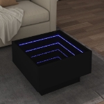 Tavolino Salotto con LED Nero 50x50x30 cm Legno Multistrato