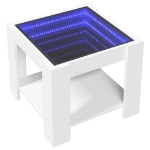 Tavolino Salotto con LED Bianco 53x53x45 cm Legno Multistrato