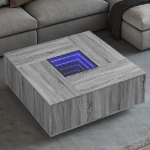 Tavolino da Salotto con LED Infinity Rovere Sonoma 100x100x40cm