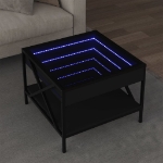 Tavolino da Salotto con LED Infinity Nero 50x50x38 cm