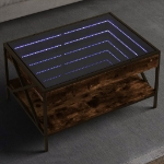 Tavolino da Salotto con LED Infinity Rovere Fumo 70x50x38 cm