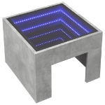 Tavolino da Salotto con LED Infinity Grigio Cemento 40x40x30 cm