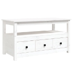 Tavolino da Salotto Bianco 102x49x55 cm Legno Massello di Pino