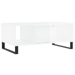 Tavolino Salotto Bianco Lucido 90x50x36,5 cm Legno Multistrato