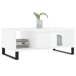 Tavolino Salotto Bianco Lucido 90x50x36,5 cm Legno Multistrato