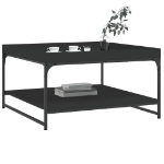 Tavolino da Salotto Nero 80x80x45 cm Legno Multistrato e Ferro