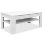 Tavolino da Salotto in Legno Multistrato 110x65x48 cm Bianco