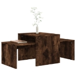 Set Tavolini Salotto Rovere Fumo 100x48x40 cm Legno Multistrato