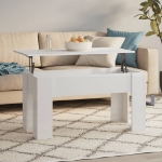 Tavolino Salotto Bianco Lucido 101x49x52 cm Legno Multistrato