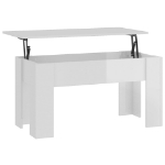 Tavolino Salotto Bianco Lucido 101x49x52 cm Legno Multistrato