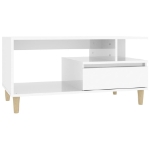 Tavolino da Salotto Bianco Lucido 90x49x45 cm Legno Multistrato