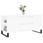 Tavolino da Salotto Bianco 102x44,5x50 cm in Legno Multistrato