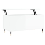 Tavolino Salotto Bianco Lucido 90x44,5x45 cm Legno Multistrato