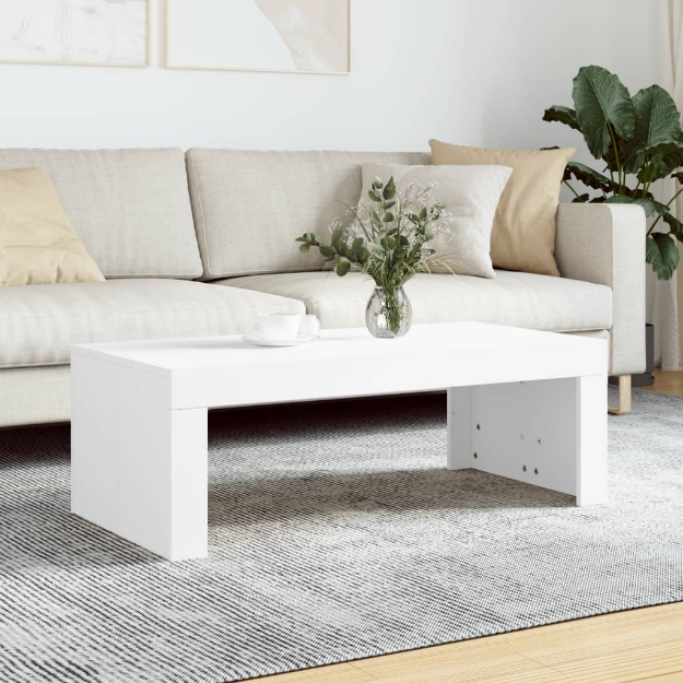 Tavolino da Salotto Bianco 102x50x36 cm in Legno Multistrato