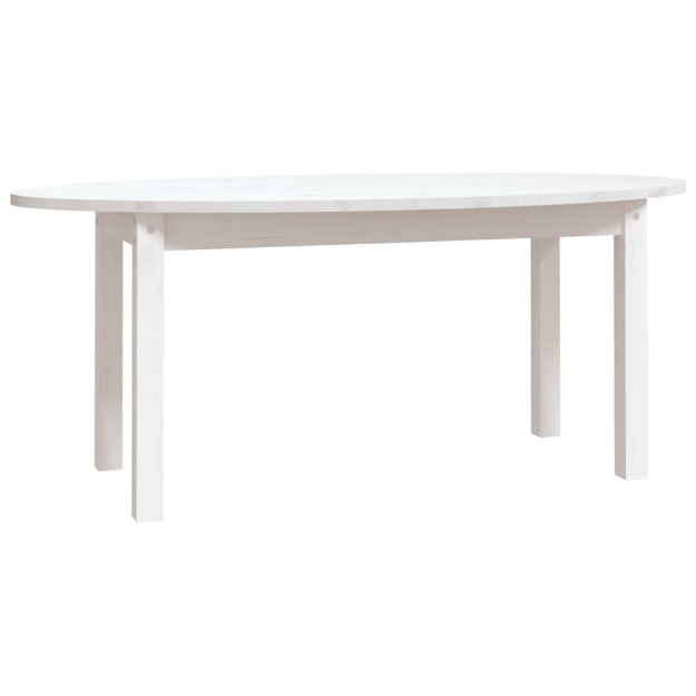 Tavolino da Salotto Bianco 110x55x45 cm Legno Massello di Pino