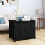 Tavolino da Salotto Nero 71x49x55cm in Legno Massello di Pino