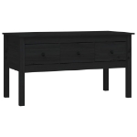 Tavolino da Salotto Nero 102x49x55 cm in Legno Massello di Pino