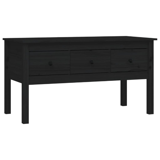 Tavolino da Salotto Nero 102x49x55 cm in Legno Massello di Pino