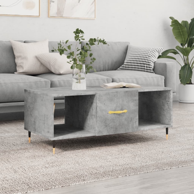 Tavolino Salotto Grigio Cemento 102x50x40 cm Legno Multistrato