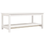 Tavolino da Salotto Bianco 110x55x45 cm Legno Massello di Pino