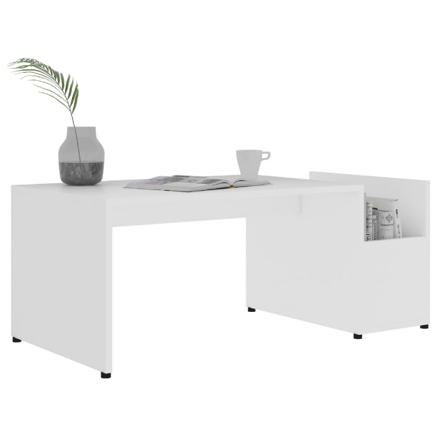 Tavolino da Salotto Bianco 90x45x35 cm in Legno Multistrato