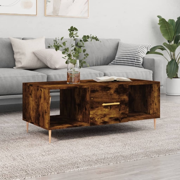 Tavolino da Salotto Rovere Fumo 102x50x40 cm Legno Multistrato