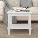 Tavolino da Salotto Bianco 50x50x45 cm Legno Massello di Pino