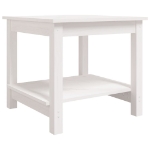 Tavolino da Salotto Bianco 50x50x45 cm Legno Massello di Pino