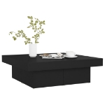 Tavolino da Salotto Nero 90x90x28 cm in Legno Multistrato