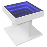 Tavolino Salotto con LED Bianco 50x50x45 cm Legno Multistrato