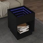 Tavolino da Salotto con LED Infinity Nero 40x40x50 cm